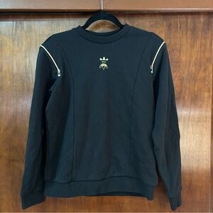 Adidas Originals Black Gold Sweatshirt with Zip Shoulder Mesh Panels size XS